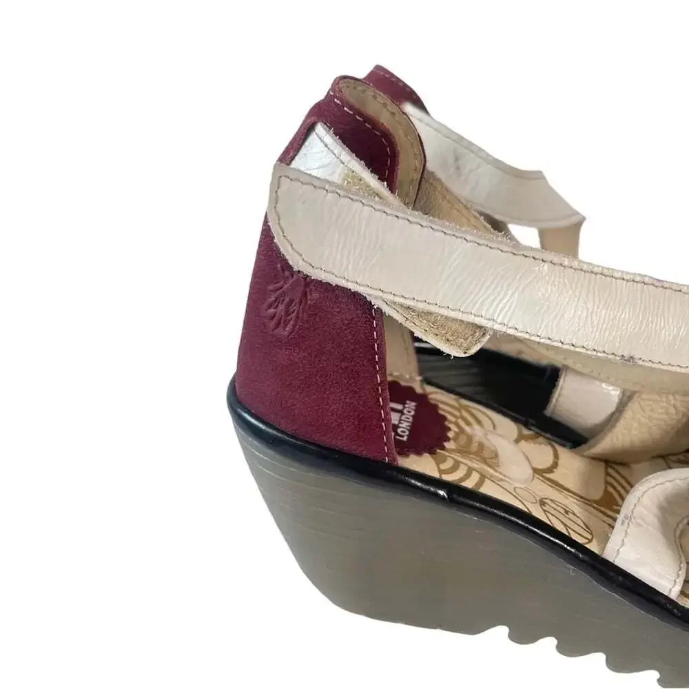 Fly London Womens Ynes Wedge Sandals Perforated Leather Comfort EU 37